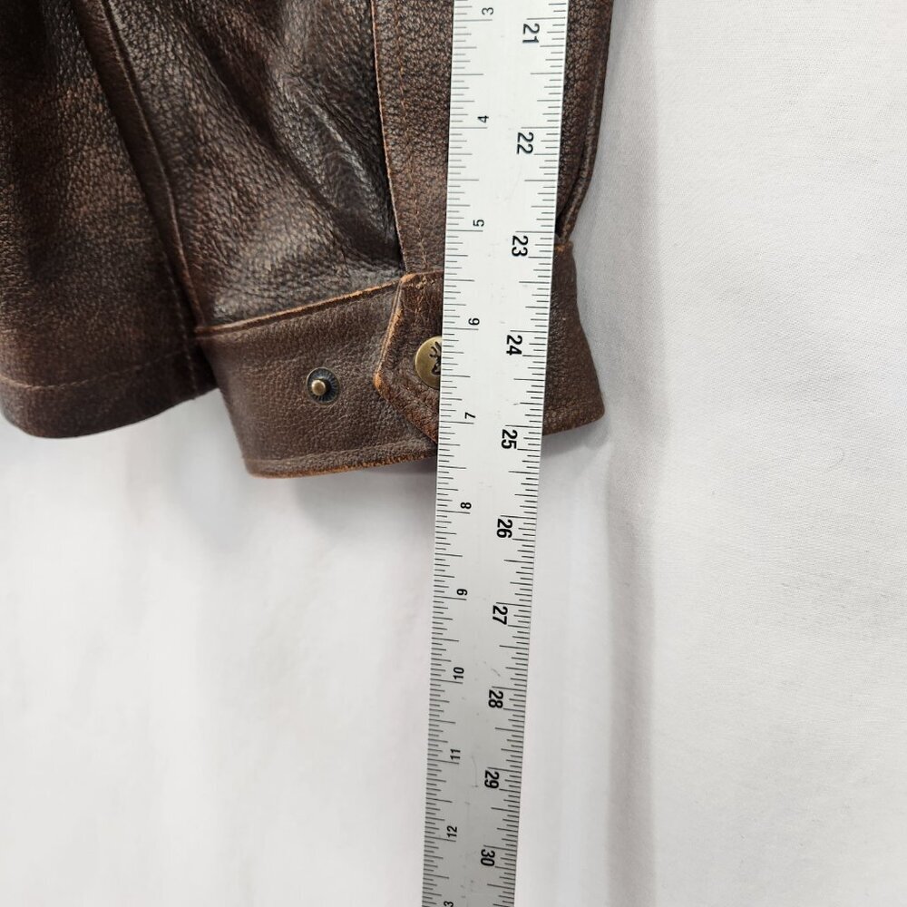 Vtg Browning Gold Brown Leather Jacket Men's XL TG Shoulder Patch Zip Logo - Picture 16 of 16
